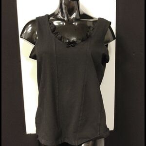 LADIES SLEEVELESS BLACK FANCY TANK TOP